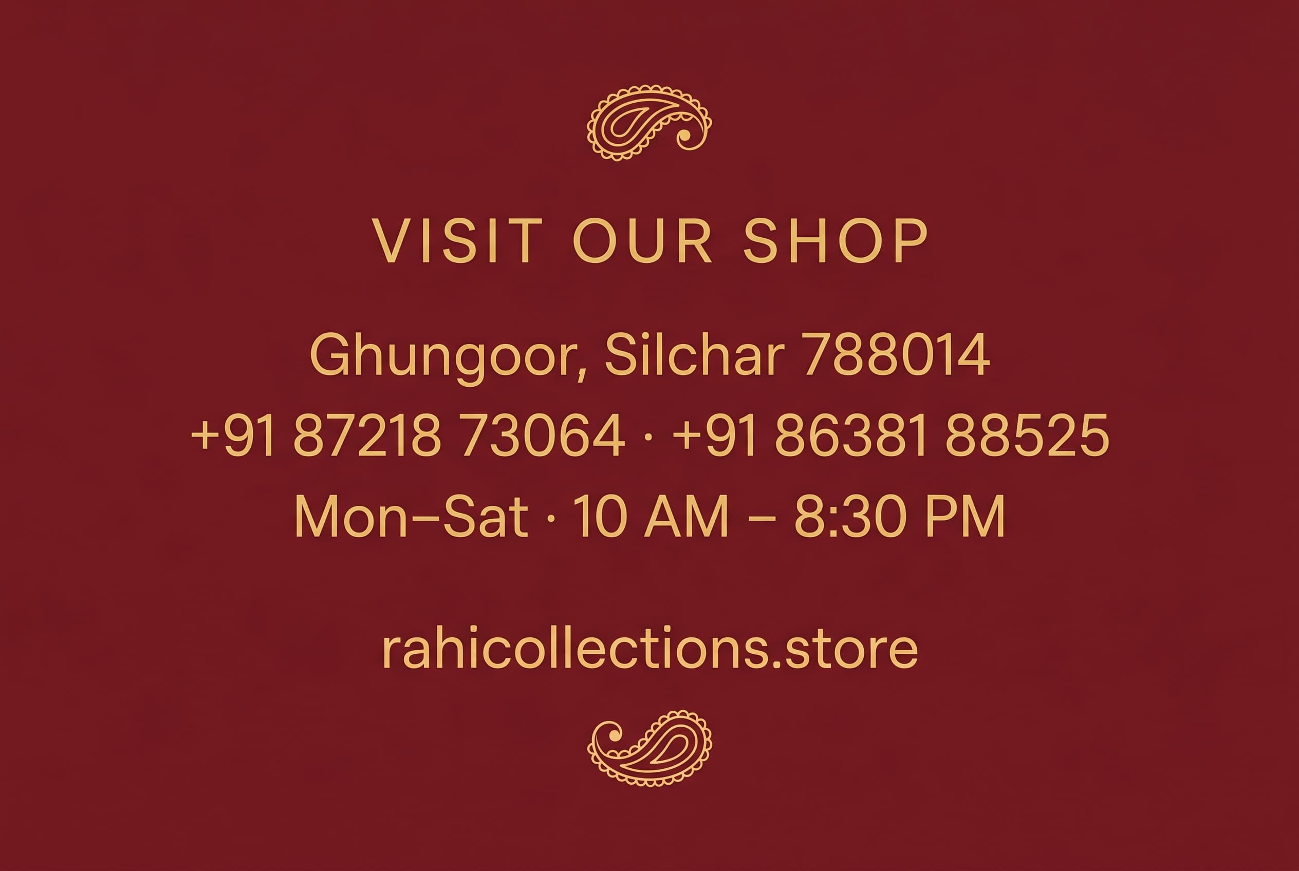 Rahi's Collection Business Card Back