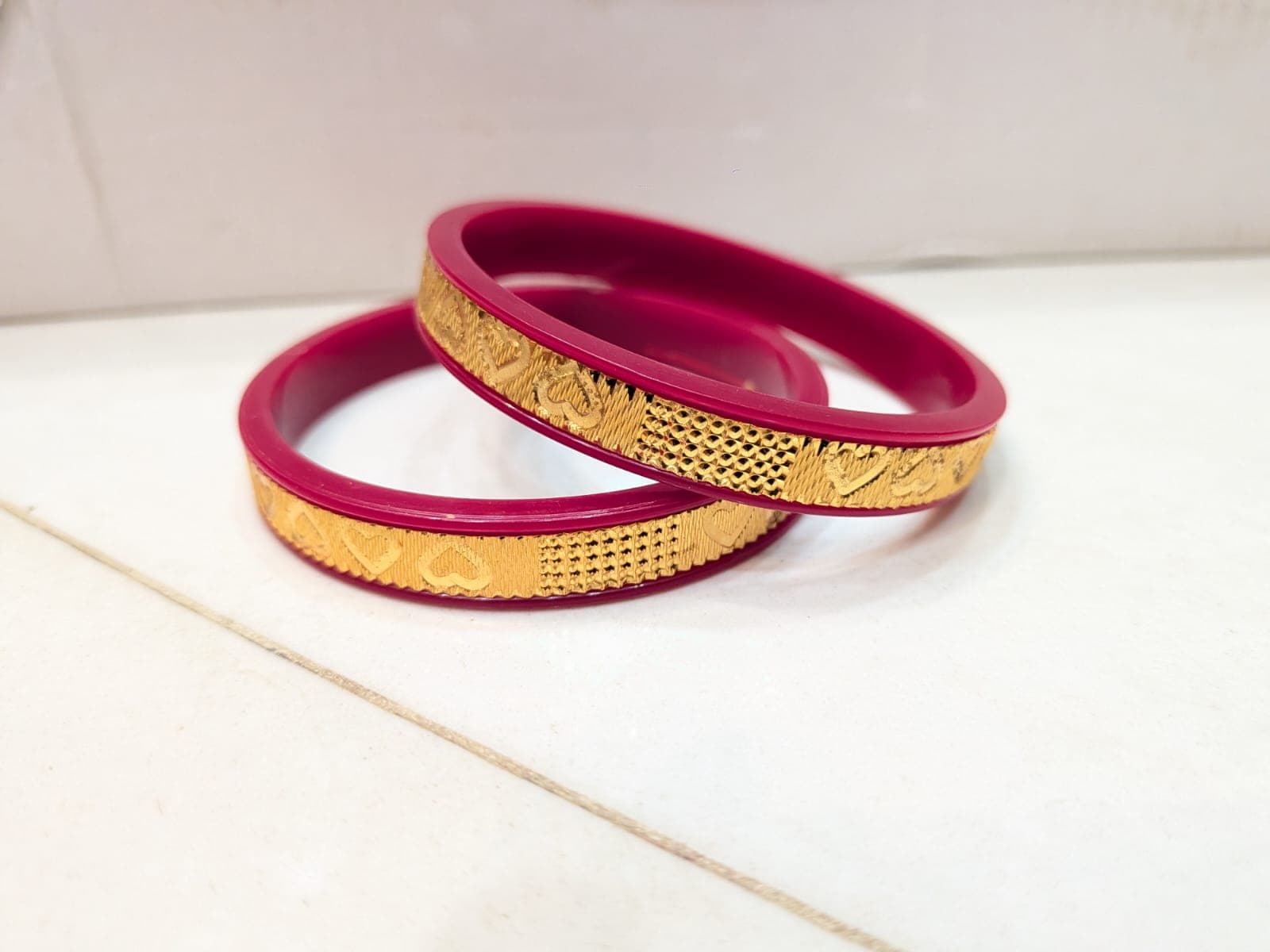 Handcrafted Bengali Red & Gold Bridal Bangles - 2