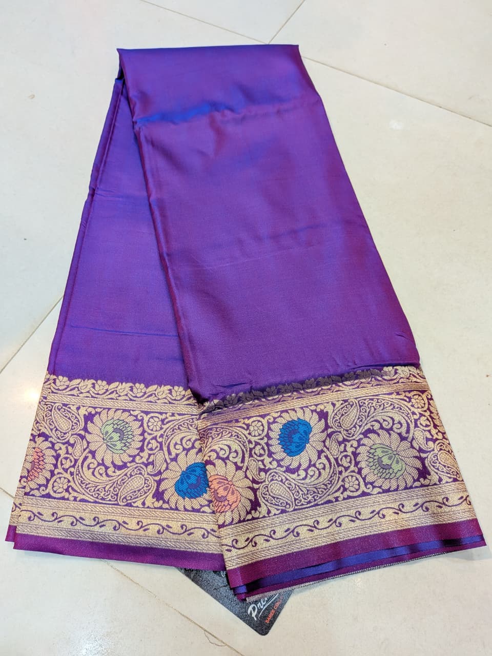 Royal Violet Banarasi Silk Saree | Traditional Gold Zari Woven Saree for Women - 2