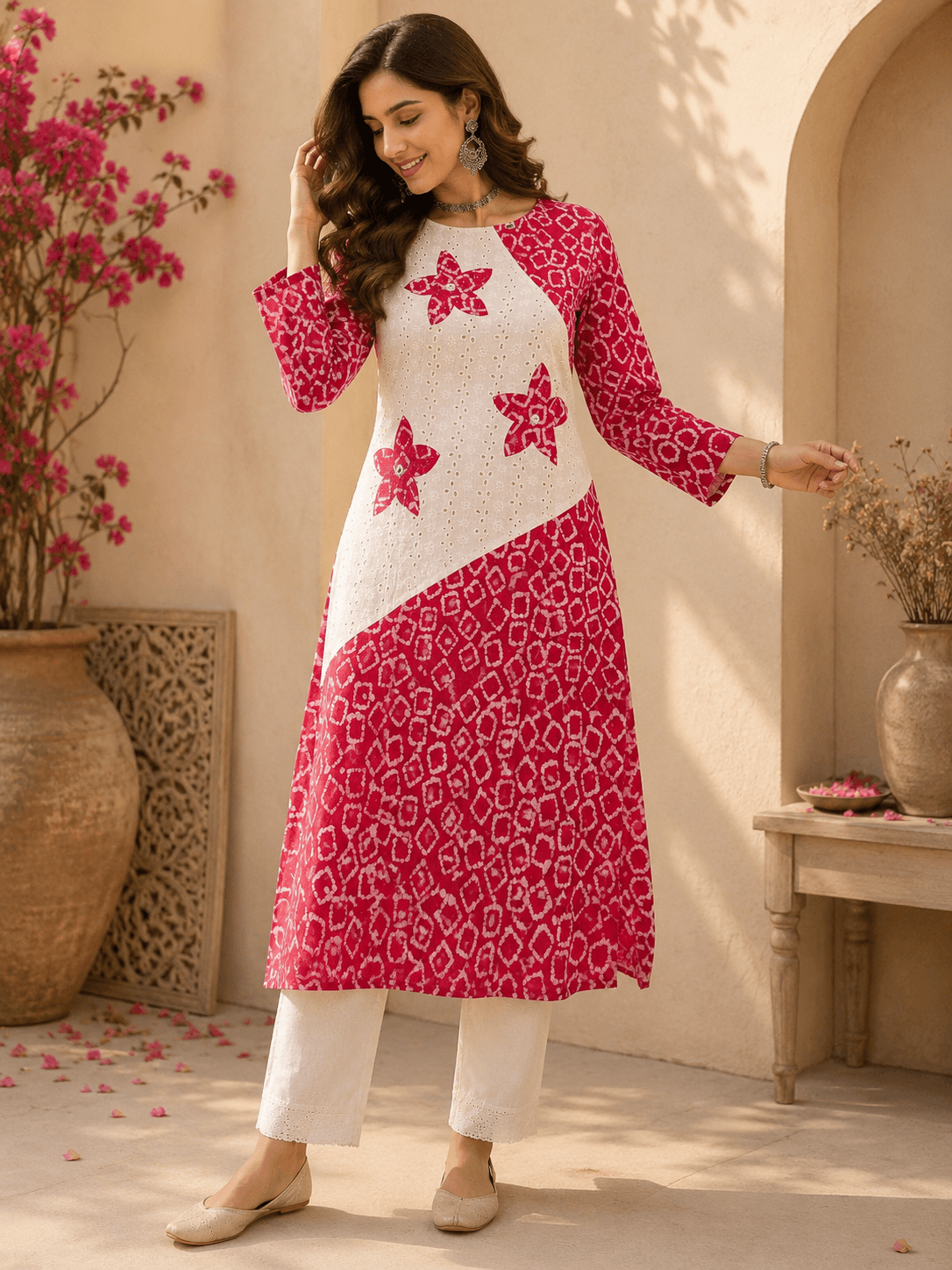 Ajrak nd hakoba mixed kurti - 1